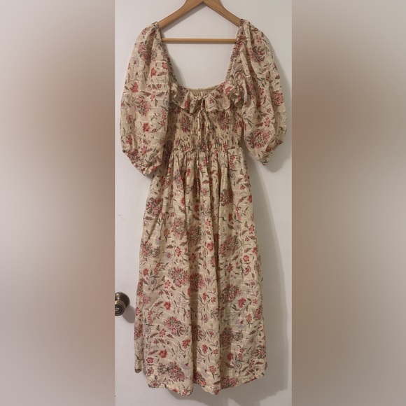 Free People Ethereal Oasis Midi Dress Ivory Floral Cottagecore Smocked Tiered S - Picture 3 of 6